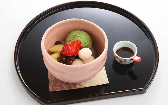 Mochi Ball Anmitsu (sweet azuki bean paste parfait)